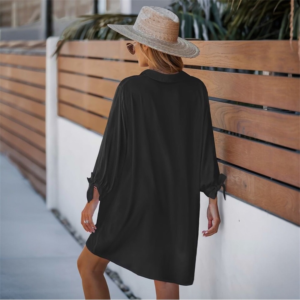 NWT Cupshe Black Lace-Up‎ Cover-Up Dress - Picture 3 of 5
